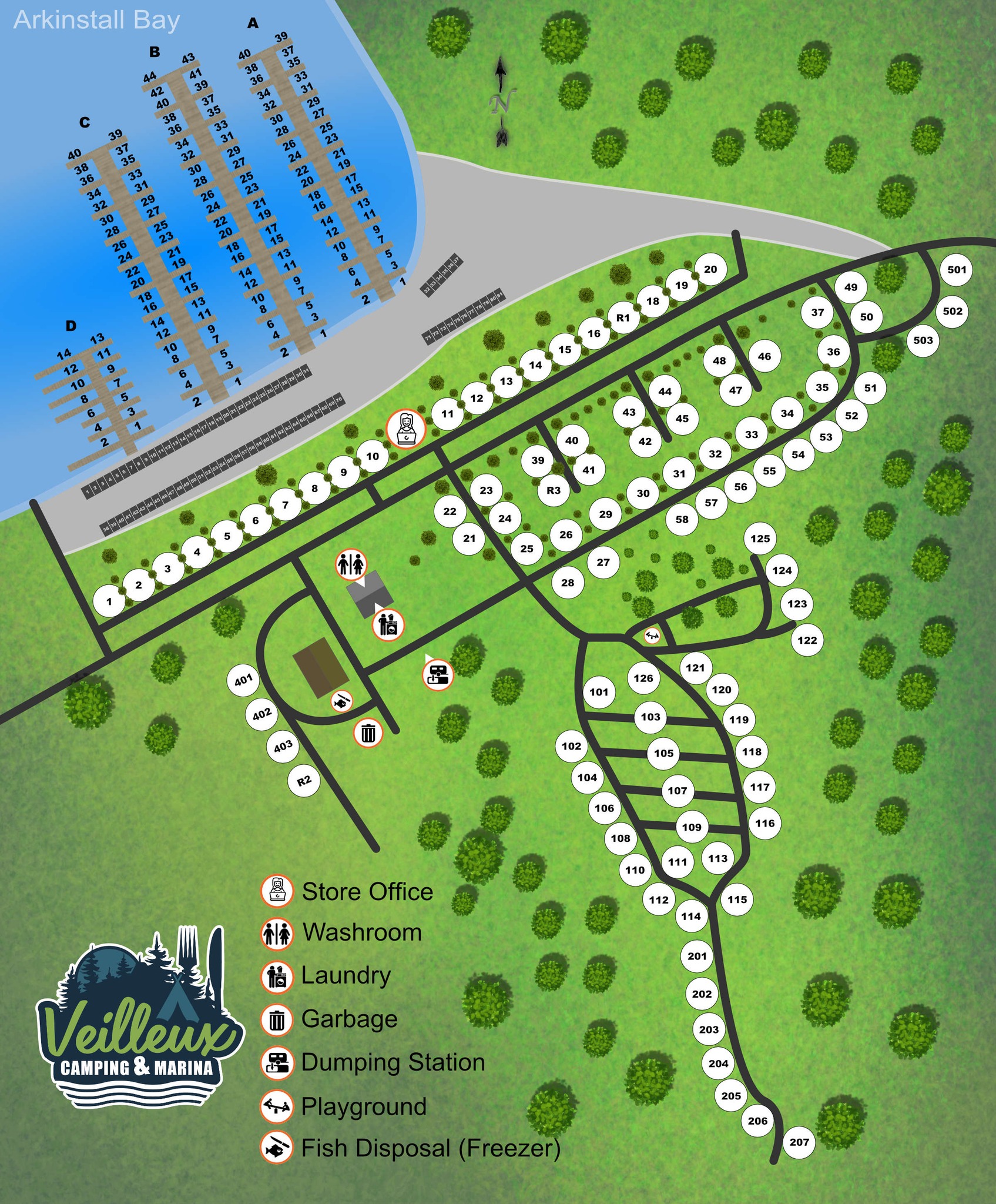 Veilleux Camping Marina site map