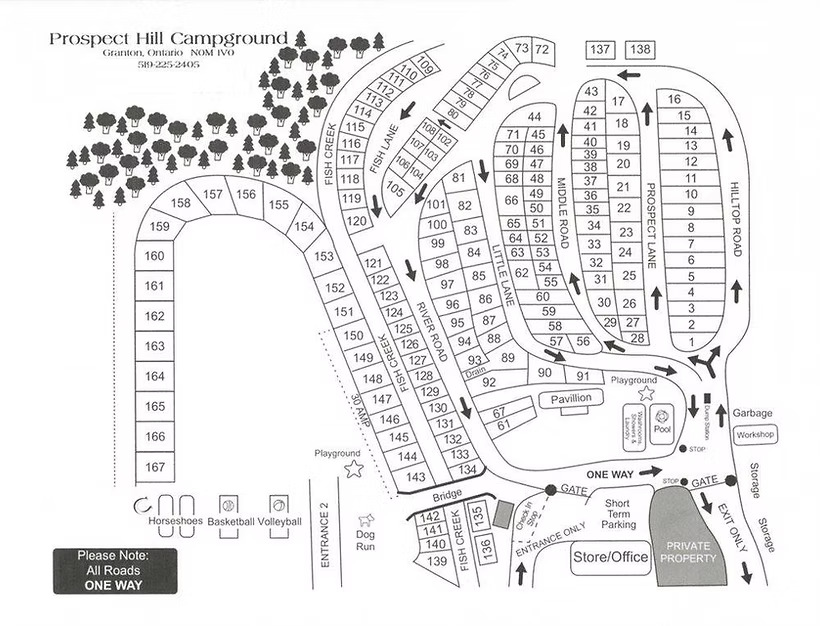 Prospect Hill Campground site map