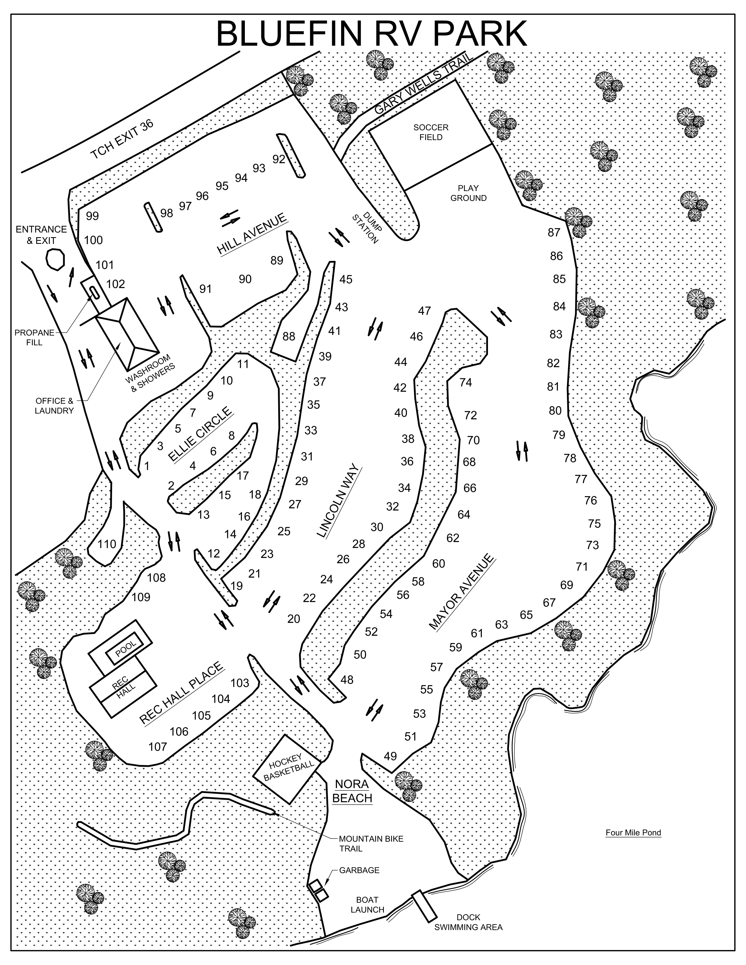 BlueFin Family Park site map