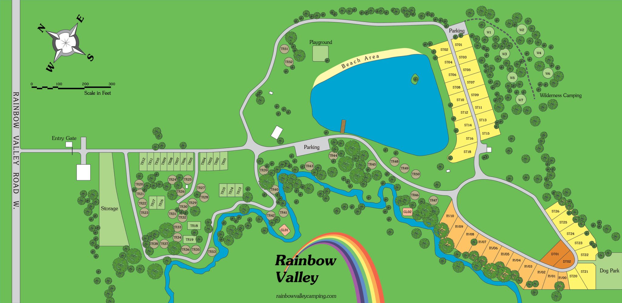 Rainbow Valley Family Holiday Park site map