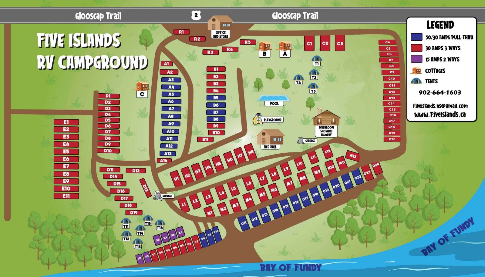 Five Islands RV Campground site map