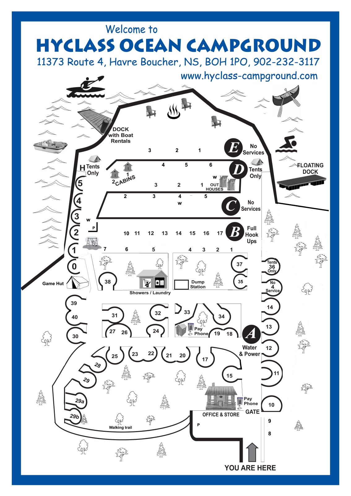Hyclass Ocean Campground site map