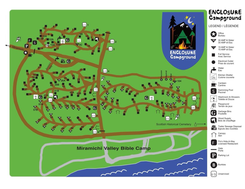 Enclosure Campground site map