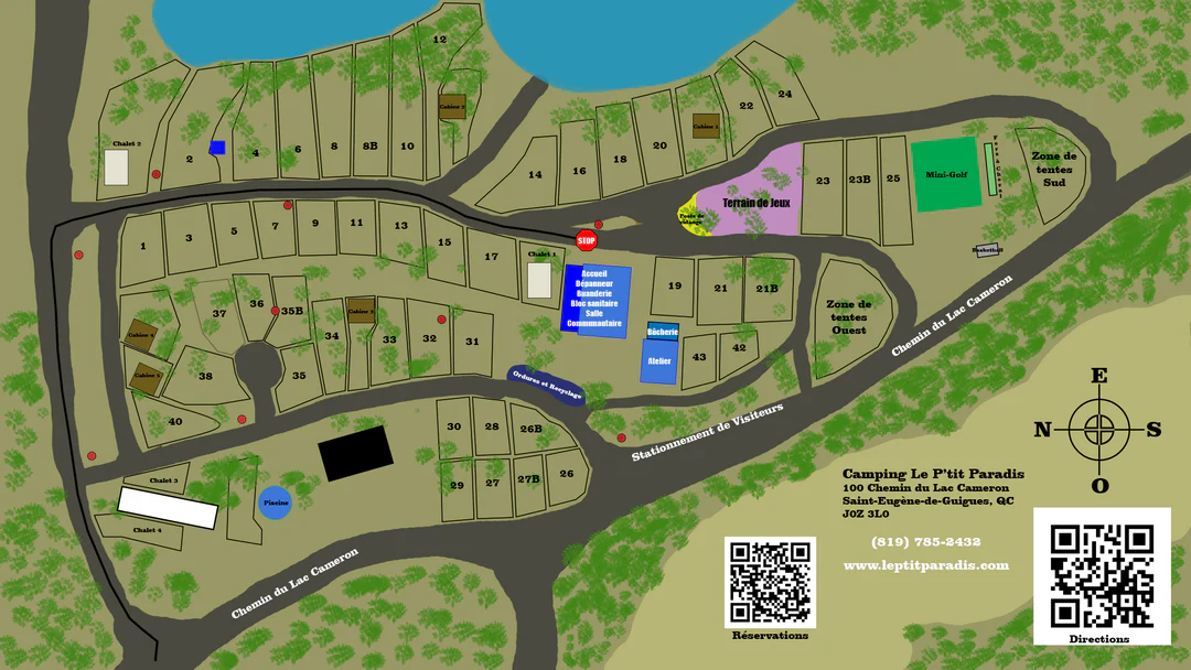 Camping et Hébergements P'tit Paradis site map