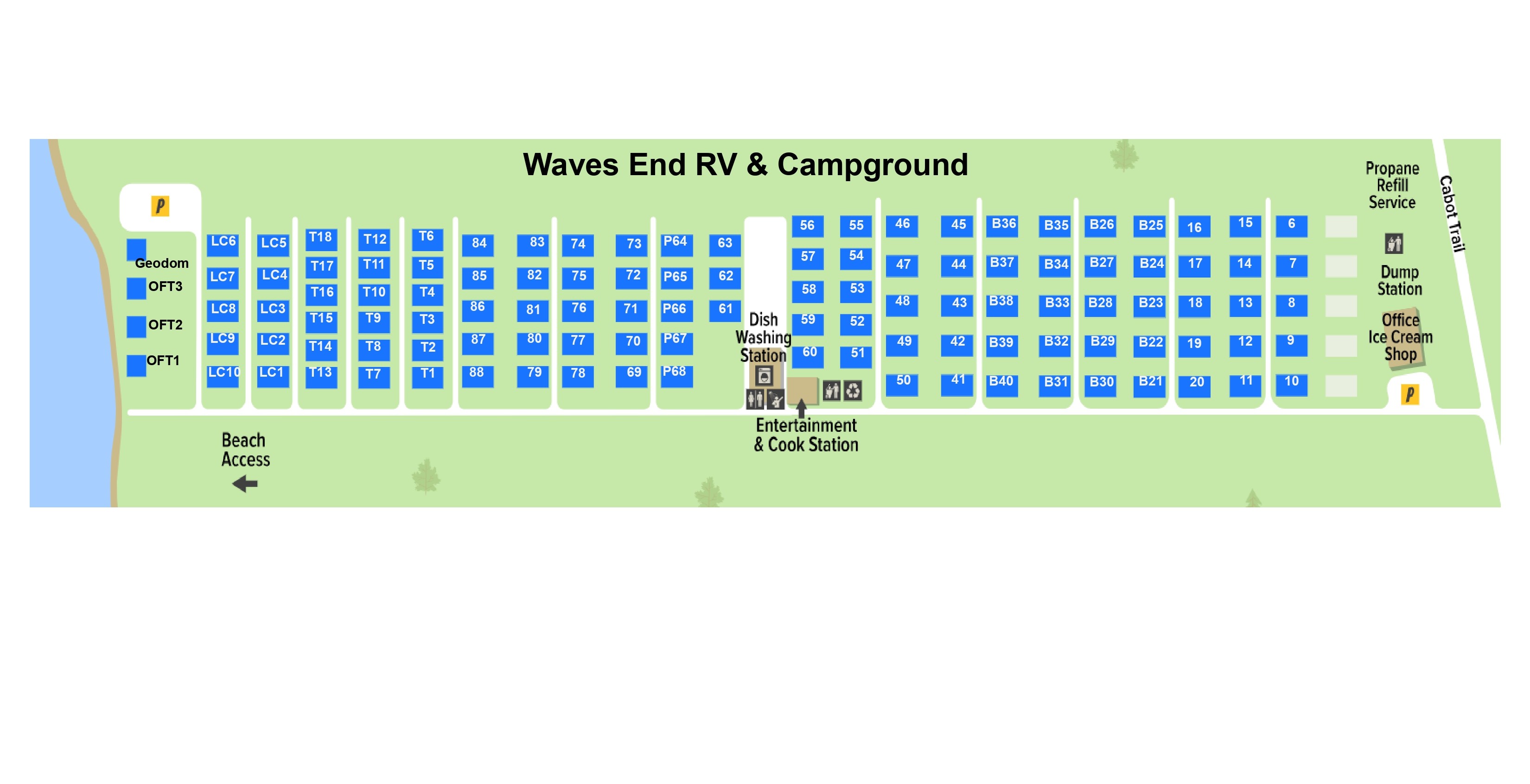 Waves End RV & Campground site map