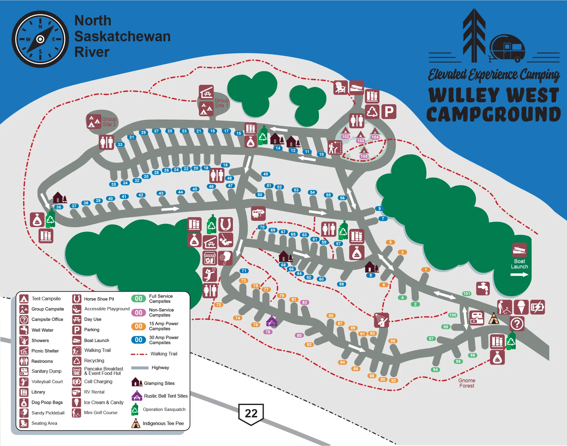 Willey West Campground site map