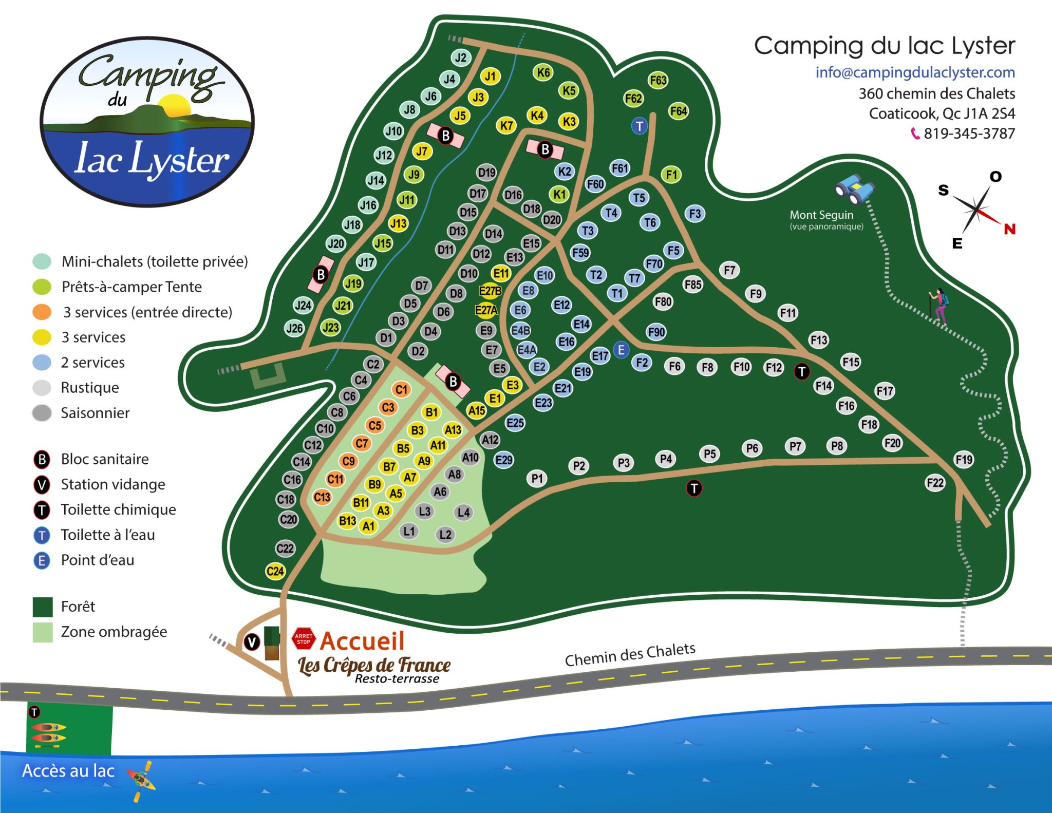 Camping du Lac Lyster site map