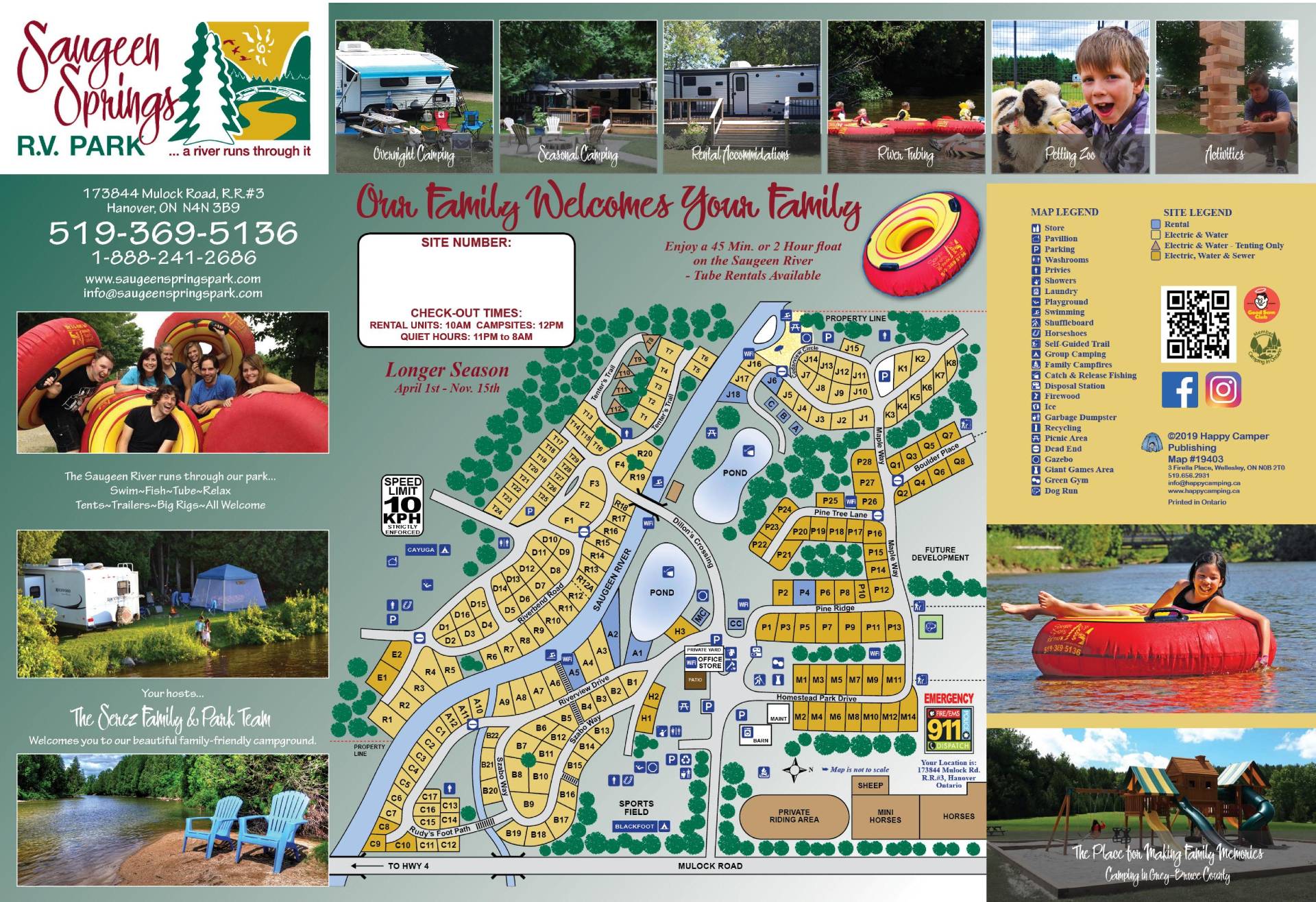 Saugeen Springs R.V. Park site map